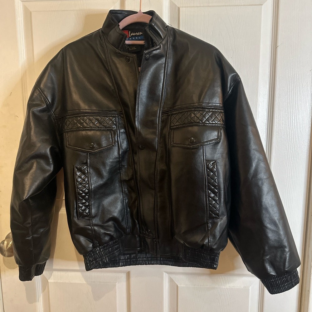 Black Bomber Jacket Varsity Style- Jon Lauren Vintage Style- woman and Man